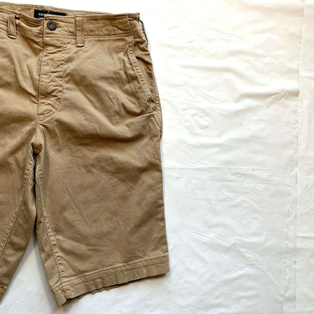 American Eagle Longer Length Chino Shorts Mens 29x12 Extreme Flex Khaki‎ NEW - Picture 6 of 12